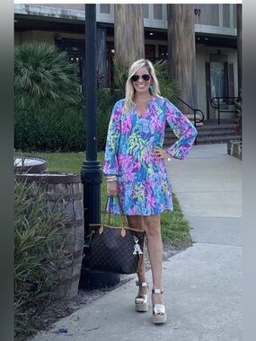 Lilly Pulitzer Lucee Dress | Pigment Purple Party All the Tide | Size L